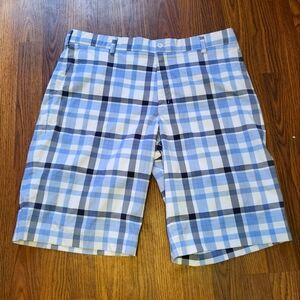 Nike Golf Dri-FIT Plaid Shorts Men’s 36 Blue White Checkered Performance A7